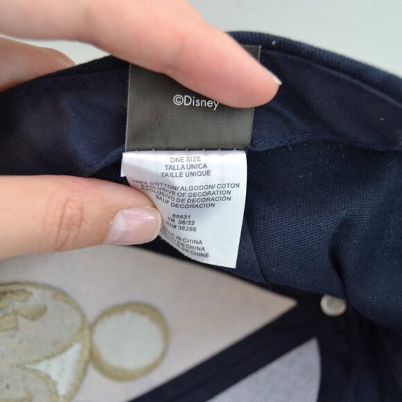 Disney Mickey Mouse Retro Embroider Baseball Hat Cap Adjustable Navy and Tan - Picture 6 of 7